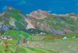 Heuet bei Maloja", 1958 by Karl Landolt, oil on canvas, sold Dec 2022