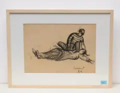 Zwei Figuren by Mario Comensoli, 1954, charcoal, offered Dec 2022