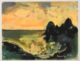 Küstenlandschaft by Carl junior Liner, 1950, gouache, sold Dec 2022