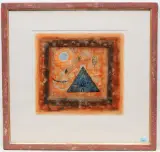 Landschaft in Orange by Hans Rudolf Strupler, mixed media, offered Dec 2022