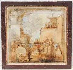 Stadtansicht by Hans Rudolf Strupler, mixed media, offered Dec 2022