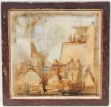 Stadtansicht by Hans Rudolf Strupler, mixed media, offered Dec 2022