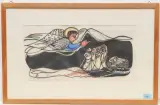 Die Hirten auf dem Felde by Lill Tschudi, color woodcut, offered Dec 2022