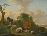 Landschaft mit weidendem Vieh by Pieter Gerardus van Os, oil on panel, sold Sep 2022