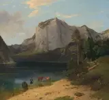 Blick auf den Altausseer See und die Trisselwand by Franz d.J. Steinfeld, oil on canvas, sold Sep 2022