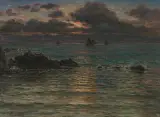 Küstenlandschaft bei Sonnenuntergang by Jules Masuré, 1883, oil on canvas, offered Sep 2022