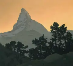 Matterhorn bei Sonnenuntergang by Felix Heuberger, oil on board, sold Sep 2022