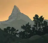 Matterhorn bei Sonnenuntergang by Felix Heuberger, oil on board, sold Sep 2022