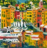 Portofino by Athos Faccincani, oil on canvas, sold Sep 2022