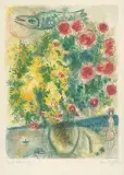 Roses et Mimosas by Marc Chagall, 1967, color lithograph, sold Sep 2022