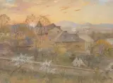 Landschaft mit Sonnenuntergang by Emil Czech, 1901, watercolor, offered Sep 2022
