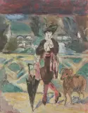 Frau mit Steinbock by Max Jacob, gouache, sold Sep 2022