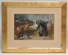 Wilde Affenbande by Paul Friedrich Meyerheim, watercolor, sold Sep 2022