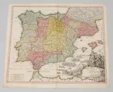 Sammelnummer mit 7 (5 kol.) Kupferstichen, 10 (8 kol.) Kupferstichlandkarten, 3 Aquatintas, 1 kol by Spanien und Portugal, steel engraving, sold Sep 2022