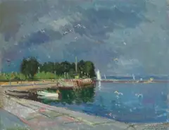 Balatonföldvár by István Boldizsár, 1966, oil on canvas, sold Sep 2022