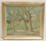 Frühlingslandschaft by Mihály Erdélyi, 1927, oil on board, offered Sep 2022