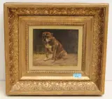 Sitzender Boxer by Jean Richard Goubie, 1871, oil on panel, sold Sep 2022