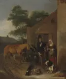 zugeschrieben Rastender Reiter vor einer Taverne by Ludolf de Jongh, oil on panel, sold Sep 2022