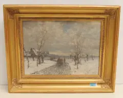 Winterlandschaft by Johann Jungblut, oil on panel, sold Sep 2022