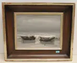 Fischerboote am Strand by Georges Laporte, oil on canvas, sold Sep 2022