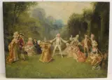 Colin-maillard" (Blinde-Kuh-spiel) by Théodore Levigne, 1897, oil on canvas, sold Sep 2022