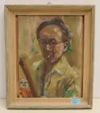 Selbstportrait by Robert Liebknecht, 1949, oil on board, sold Sep 2022