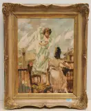 Wäscherinnen by Cosimo Privato, oil on board, offered Sep 2022
