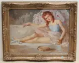 Balletttänzerin mit Tambourin by Mária Szánthó, oil on canvas, sold Sep 2022