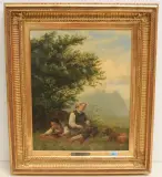 Zwei junge Hirten bei der Rast by Leopold Till, oil on canvas, sold Sep 2022