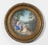 Frankreich, um 1700 by Andachtsbild "Die mystische Vermählung der Hl. Katharina", gouache, sold Sep 2022