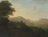 Blick von einer Anhöhe in ein weites Tal, 1823 by Wilhelm Scheuchzer, oil on canvas, offered Sep 2022