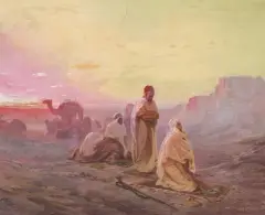 Das Gebet in der Wüste, 1919 by Otto Pilny, oil on canvas, sold Sep 2022