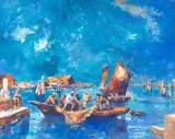 Schneckenfischer, Venedig", 1955 by Walter Krebs, oil on board, offered Sep 2022