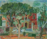 Haus in Viareggio", 1956 by Adolf Herbst, oil on canvas, sold Sep 2022