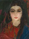 Frauenbildnis, 1978 by Adolf Herbst, oil on canvas, sold Sep 2022
