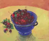 Stillleben mit Kirschen by Henri Schmid, oil on canvas, sold Sep 2022