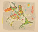 Berittener Falke by Alois Carigiet, 1968, color lithograph, offered Sep 2022
