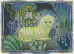 Löwe by Willi Hartung, 1973, watercolor, sold Sep 2022