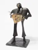 Der Zeitungsleser by Kurt Laurenz Metzler, 1994, bronze, sold Sep 2022