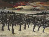 Winterlandschaft mit Bäumen, 1967 by Leopold Haefliger, oil on board, sold Sep 2022