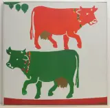 Zwei Kühe, 1971 by Walter Nussbaum, oil on canvas, offered Sep 2022