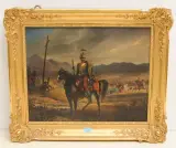 Haute Italie", Offizier eines Husarenregimentes zu Pferd, 1850 by Julius Karl Sulzer, oil on canvas, offered Sep 2022