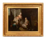 Interior of a Cottage by Manor of Jean-Baptiste Greuze, oil on canvas, sold Aug 2023