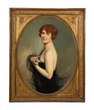 Portrait of a Woman by Jules Cayron, 1925, ink stamp en verso, sold Aug 2023