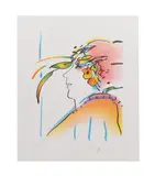 Lady with Feathers by Peter Max, serigraph, sold Oct 2023