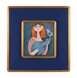 Woman with Mandolin and Bird by Samy Briss, oil on board, sold Oct 2023