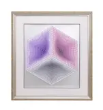 Tridos by Victor Vasarely, serigraph on paper with a silver background, sold Oct 2023