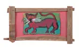 Pink Cat by Brian Dowdall, acrylic on cardboard, sold Oct 2023