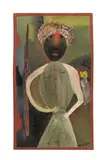 Abstract Figures by Charles Tolliver, oil on board, sold Oct 2023