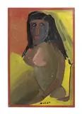 Abstract Nude by Charles Tolliver, oil on board, sold Oct 2023